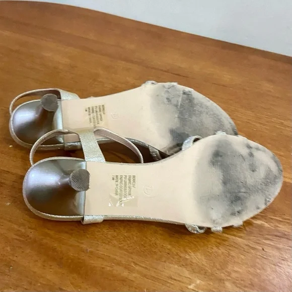 Lorraine Gold Leather with Rhinestone High Heel Sandals- Size 7.5M - Picture 8 of 8